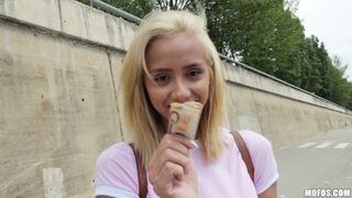Public Pickups - Colombian hottie Veronica Leal is travelling through Spain and meets some random guy who has either a big wallet or an even bigger dick! When he starts flashing cash, she goes from flashing her perfect tits to getting her tiny pussy stretched out in publi