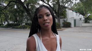 Some guy starts asking 19-year-old Nia Nacci a bunch of questions for cash and she's kinda weirded out. But when he pulls out the big bills she whips out her perky tits and juicy ass