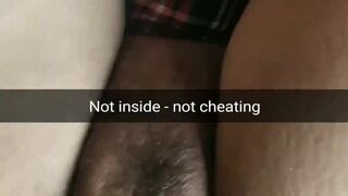 Snap chat cheating slutty wife bareback sex and cuckold captions compilation! - Not inside- not cheating - Milky Mari