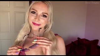 JOI POV Cute Blonde Gives You Handjob In Shiny Bathing Suit & Sunglasses RolePlay - Remi Reagan