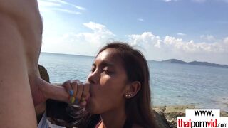 Petite amateur Thai teen sucking a BWC