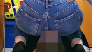 Girl face farting In Jeans