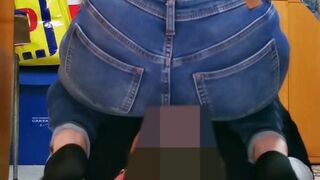 Girl face farting In Jeans