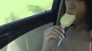 This slut licks her ice cream bar like itâ??s his cock. When heâ