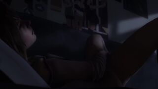 Max Caulfield (Life is Strange) masturbates on bed and gets licked, then cums