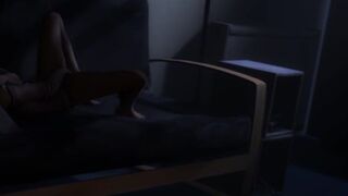 Max Caulfield (Life is Strange) masturbates on bed and gets licked, then cums