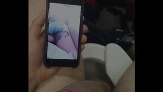Cuckold's humiliating orgasm while watching bull fuck his girlfriend