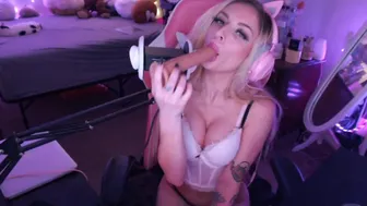 ASMR Girlfriend Dildo Sucking Ear Licking and Titty Bouncing