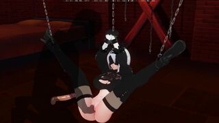 3D HENTAI Tied up 2b gets fingered in bdsm room
