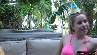 Blonde Teen Fucks Outdoors to Celebrate