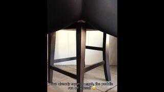 BBW Chair Humping in the Kitchen with Squirting and Pee in Ripped Leggings until Orgasm
