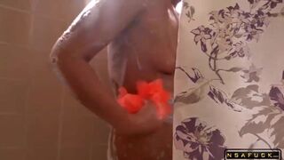 Busty Teen Gets Peeked on in Shower and