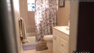 Busty Teen Gets Peeked on in Shower and