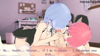 Rem and Ram take care of you in Threesome Re:Zero [Hentai 3D]