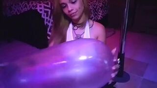Blonde Blows Up Condom Pops With Nails