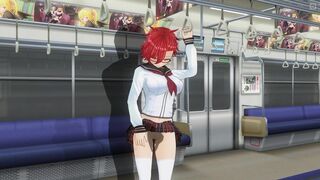 3D HENTAI Guy masturbates the pussy of the schoolgirl in the train