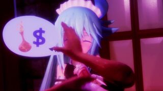 0457 -【R-18 MMD】Konosuba - Aqua make money in maid costume 金欠女神とメイド服