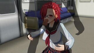 3D HENTAI Schoolgirl sucks a big dick in a subway car