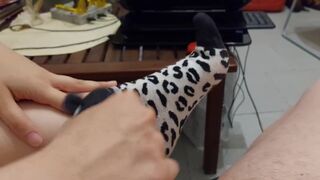 I masturbate my slave with a sock telling him he has a small cock Onlyfans Mistress Darkshine