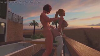 Anal Futa Sex, 3D Futanari Cartoon Porno On the Sunset - Redhead Dickgirl fucks Blonde Tranny