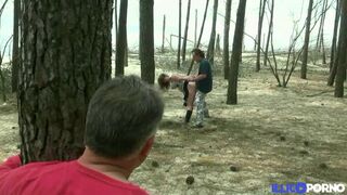 Stephanie gets fucked in the woods, pregnant and surrounded by voyeurs [Full Video]