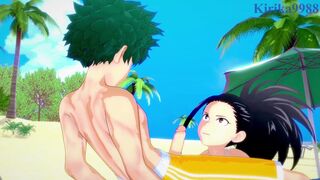 Momo Yaoyorozu and Izuku Midoriya have intense sex on the beach. - My Hero Academia Hentai