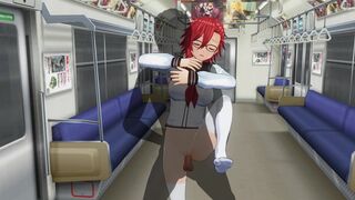 3D HENTAI Schoolgirl can't stop fucking big cock on the train