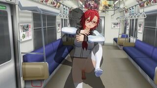 3D HENTAI Schoolgirl can't stop fucking big cock on the train