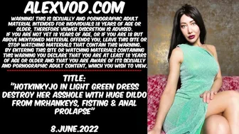 Hotkinkyjo in light green dress destroy her asshole with huge dildo from mrhankeys, fisting & anal p