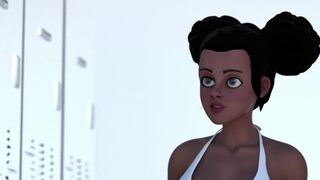 3D Ebony Schoolgirls Locker Room Fuck