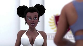 3D Ebony Schoolgirls Locker Room Fuck