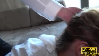 Fetish blonde throats and gets ass fucked