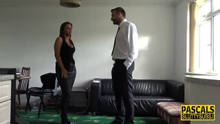 Handcuffed milf submissive throated for cum