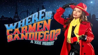 VR Cosplay X - Busty April Olsen As Villain CARMEN SANDIEGO Handcuffs And Fucks You VR Porn
