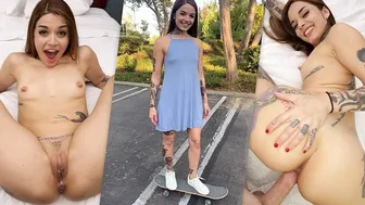 Banned Stories - Tattooed Skater Girl Vanessa Vega In Skateboarding And Squirting In Public