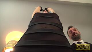 Handsome British skank gagged and dommed by big cock