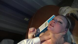 Hardfucked British skank choked and fed with doms jizz