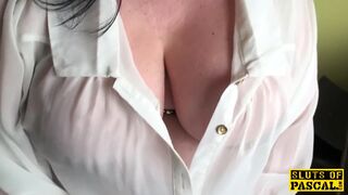 Bigtitted busty brit subs while pounded