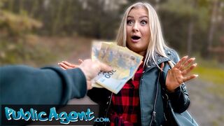 Public Agent - Beautiful Busty Blonde takes her clothes off in the woods before fucking