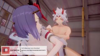 Kujou Sara x Arataki Itto Genshin Impact 3D HENTAI Shortver