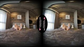 Solo blonde babe Mika is masturbating all day in VR