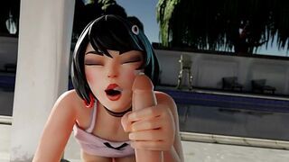 Evie sucking dick until cumming in her mout - Fortnite