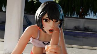 Fortnite Evie Handjob on a Hot Summer Day at the pool