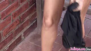 Skinny Blonde Danielle Trixie Strips and Masturbates