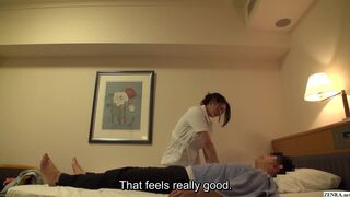 Japanese hotel massage naked eating out hairy pussy