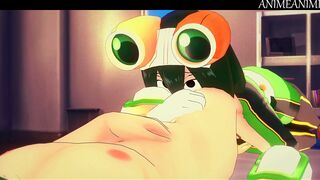 Tsuyu Asui and Deku in their Wet Dreams - My Hero Academia Hentai 3d Animation