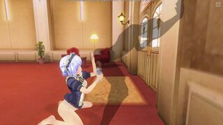 3D HENTAI Big ass maid jerks off your cock with a vibrator