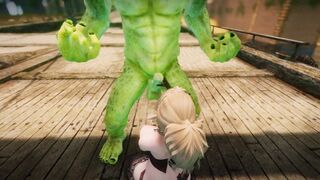 Big Breasts Elf Oak Defeat by Ugly Cosplay Orc Seeding Sex 3D Hentai NSFW Part 2