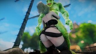 Big Breasts Elf Oak Defeat by Ugly Cosplay Orc Seeding Sex 3D Hentai NSFW Part 2