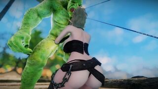 Big Breasts Elf Oak Defeat by Ugly Cosplay Orc Seeding Sex 3D Hentai NSFW Part 2